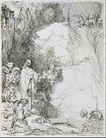 Rembrandt, De opwekking van Lazarus, ets, 1642, Museum of Fine Arts, Houston