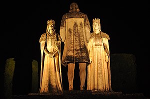 Español: Estatuas de Cristobal Colón y los rey...