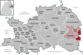 Poziția Riesbürg pe harta districtului Ostalbkreis