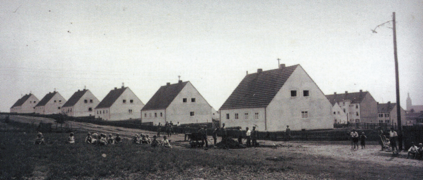 Gartenstadt in den 1930er Jahren. Rechts im Hintergrund die Kilianskirche