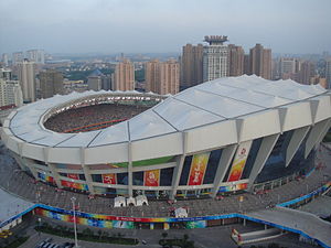 Das Shanghai-Stadion während des olympischen Fußballturniers