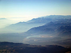 Areal view of the Sierra Nevada mountain range.