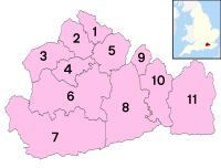 Surrey očíslované okresy. Svg