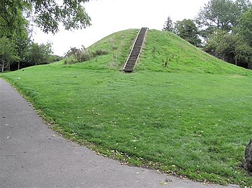 Tom Na Kessaig (Hill of St. Kessog). The mound dates from the 6th century and is located at The Meadows in Callander.