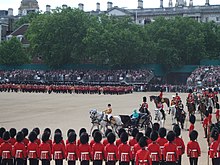 Queen Elizabeth II at the Trooping the Colour on her Official Birthday Trooping the Colour Inspection.JPG