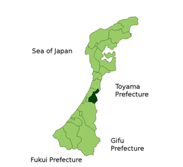 Situering van Tsubata in de prefectuur Ishikawa