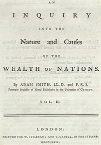 Title page of Adam Smith's Wealth of Nations, ...