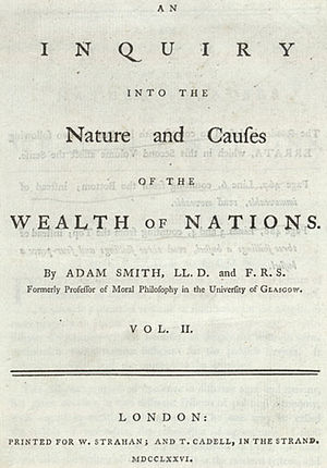 Title page of Adam Smith's Wealth of Nations, ...