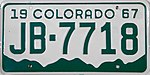 Номерной знак Колорадо 1967 года.jpg