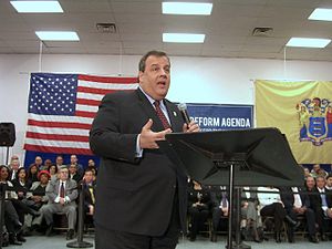 Christie at a town hall meeting in Union City,...