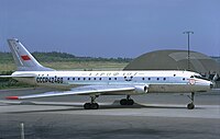 Tupolev Tu-104A patriaci Aeroflotu na letisku Štokholm-Arlanda v roku 1972
