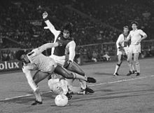 Chris Hughton in 1981, Ajax vs Spurs Ajax vs Tottenham Hotspur 1981 European Cup Winners' Cup.jpg