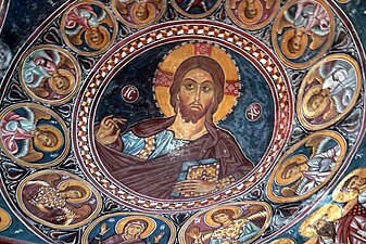 Asinou, cerkev Panagia Phorbiotissa: freska Kristusa Pantokratorja (narteks).