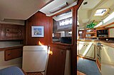 A view of the Aft Stateroom of a C&C 37/40 looking forward through the galley.