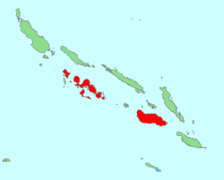 Distribución total en las islas Salomón (en rojo)