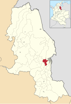 Location o the municipality an toun o San Cayetano in the Norte de Santander Depairtment o Colombie.