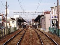 駅構内を修善寺側の踏切から見たところ