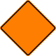 Diamond shaped with orange background and black border