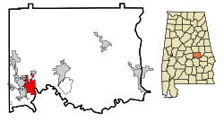 Location in شهرستان المور، آلاباما and the state of آلاباما