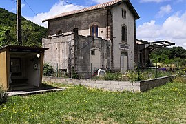 The former passenger station beside the current shelter.