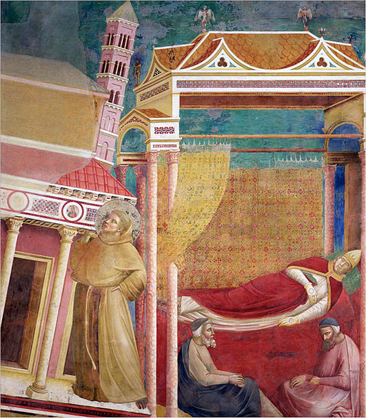 Giotto, z cyklu legend o św. Franciszku - sen Innocentego III