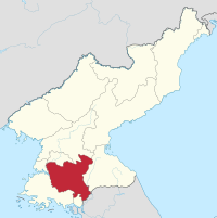 Kort over Nordkorea med Nordhwanghae markeret
