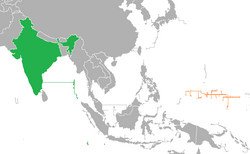 Map indicating locations of India and Micronesia