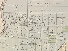 Detail of a map of Buffalo, New York, c. 1880, showing the location of the mission church.