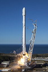Rockets work by producing a strong reaction force downwards using rocket engines. This pushes the rocket upwards, without regard to the ground or the atmosphere. Iridium-1 Launch (32312419215).jpg