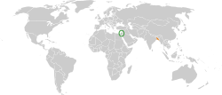 Peta memperlihatkan lokasiIsrael and Bangladesh