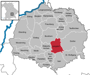 Poziția Lengdorf pe harta districtului Erding