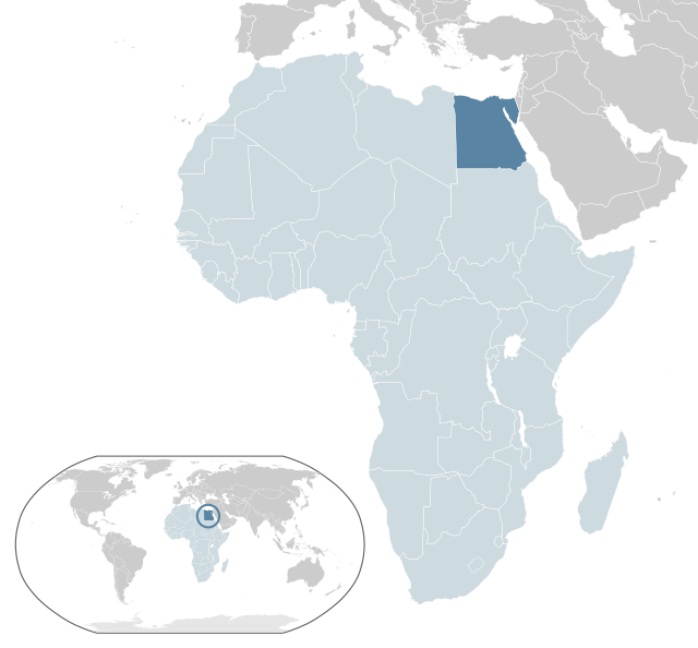 Egyptin sijainti Afrikassa (merkitty vaaleansinisellä ja tummanharmaalla) ja Afrikan unionissa (merkitty vaaleansinisellä).