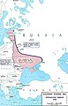 Het roze gebied is het gebied, dat bezet werd door de Centrale Mogendheden als gevolg van de Wapenstilstand van Brest-Litovsk