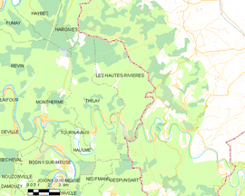 Mapa obce Les Hautes-Rivières