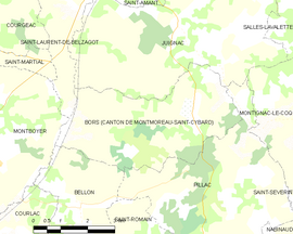 Mapa obce Bors (Canton de Montmoreau-Saint-Cybard)