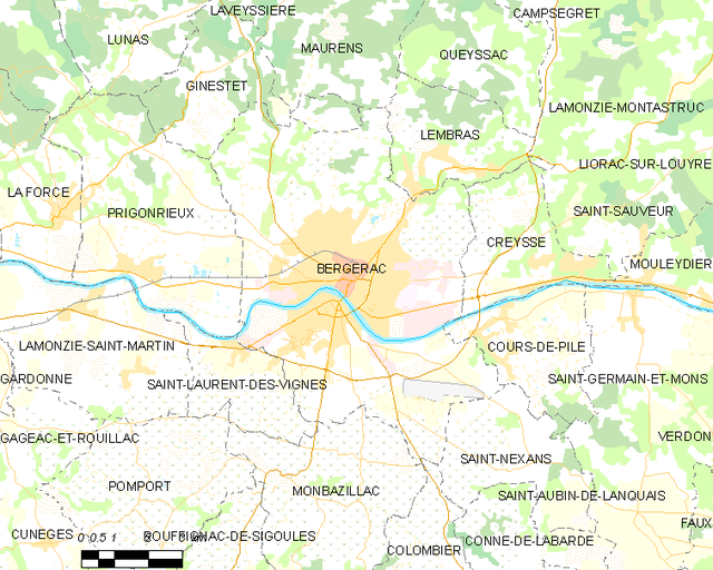 貝爾熱拉克市鎮地圖