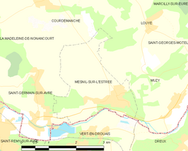 Mapa obce Mesnil-sur-l’Estrée