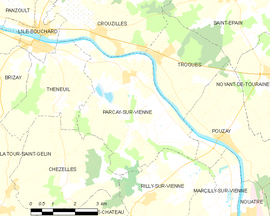 Mapa obce Parçay-sur-Vienne