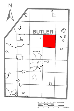 Map of Butler County, Pennsylvania, highlighting Concord Township