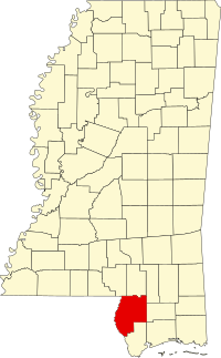 Map of Misisipi highlighting Pearl River County