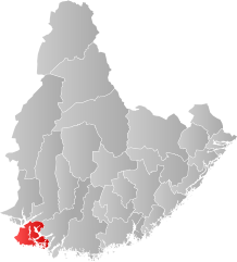 Lage der Kommune in der Provinz Agder