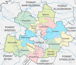 Opole, ympäröivä Opolen piirikunta ja Opolen piirikunnan naapuripiirikunnat