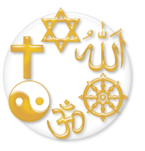 Symbol of the major religions of the world: Ju...