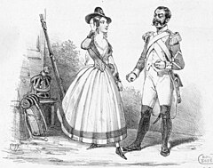 Roles de Melle Borghèse et Henri dans la Fille du Régiment (Chronique des Theâtres, 1840 - Gallica (adjusted)).jpg