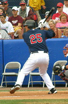 Garko with the Indians in 2008 Ryan Garko bats lr.jpg