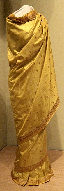 Сари из Индии (вероятно, Бенарес), конец 19 или начало 20 века, шелк с металлической нитью, HAA.jpg