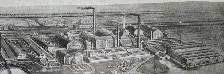 Zakłady produkcji wyrobów gumowych i kabli telegraficznych w Silvertown, rycina z 1869