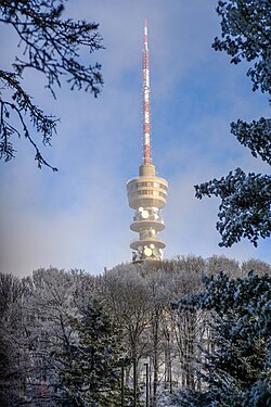 A Tévétorony a Sljeme csúcsán