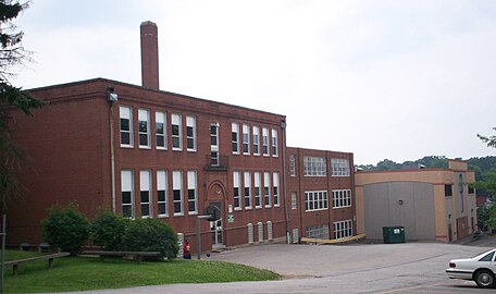 Rear view of St. Patrick School, a private Catholic school serving grades K-8
