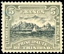 Stamp of the Principality of Trinidad, 5f, 1893 Stamp of the Principality of Trinidad 1893 5f.jpg